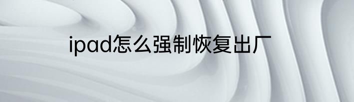 ipad怎么强制恢复出厂