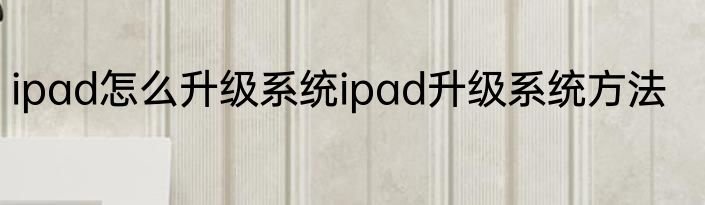 ipad怎么升级系统ipad升级系统方法