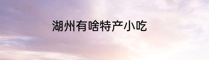 湖州有啥特产小吃