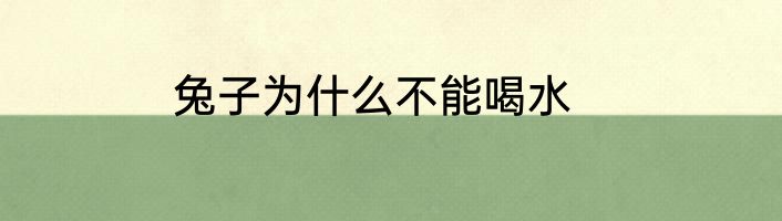 兔子为什么不能喝水