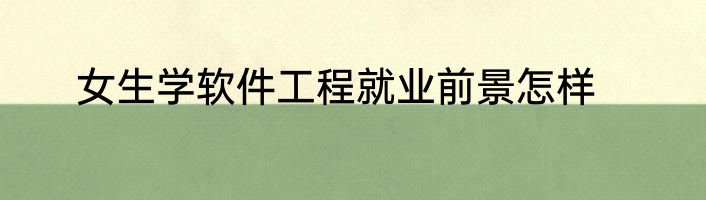 女生学软件工程就业前景怎样