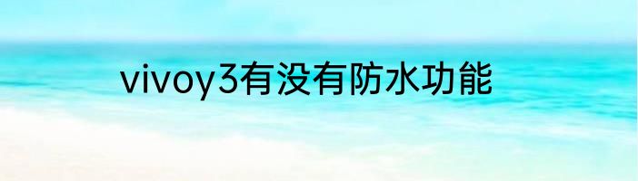 vivoy3有没有防水功能