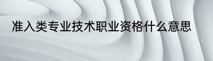 准入类专业技术职业资格什么意思