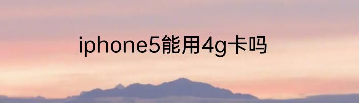 iphone5能用4g卡吗
