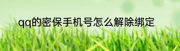 qq的密保手机号怎么解除绑定