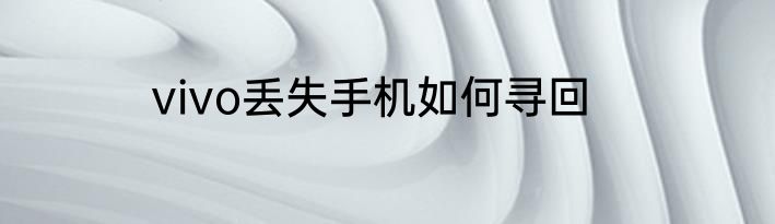 vivo丢失手机如何寻回