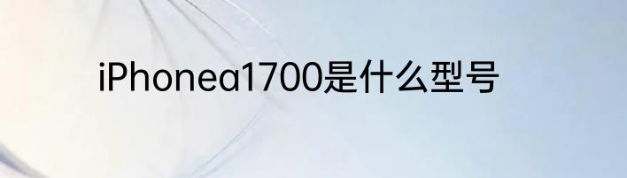 iPhonea1700是什么型号