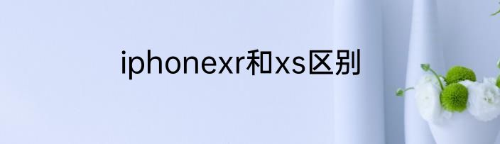 iphonexr和xs区别