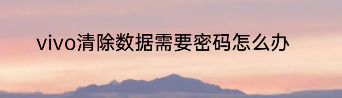 vivo清除数据需要密码怎么办