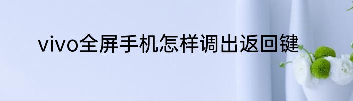 vivo全屏手机怎样调出返回键