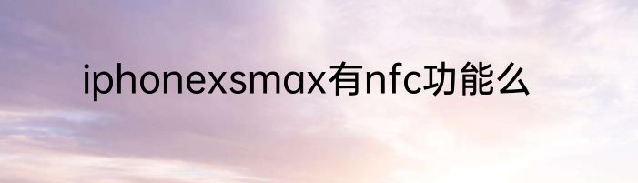 iphonexsmax有nfc功能么