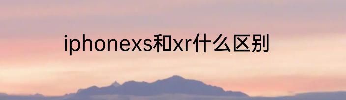 iphonexs和xr什么区别
