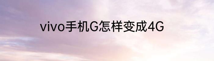 vivo手机G怎样变成4G