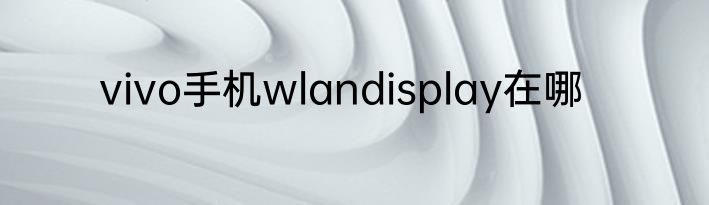 vivo手机wlandisplay在哪