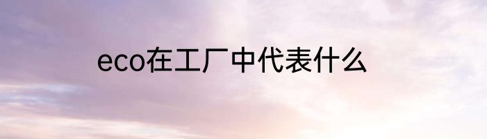 eco在工厂中代表什么