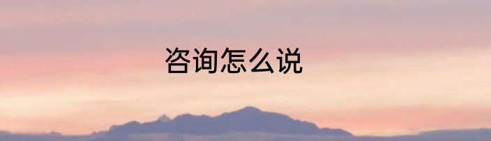 咨询怎么说