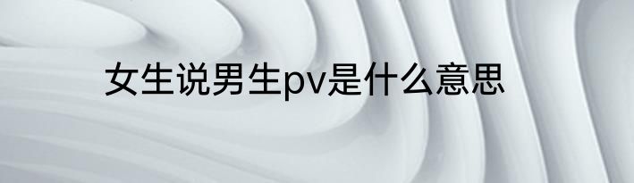 女生说男生pv是什么意思