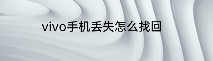 vivo手机丢失怎么找回