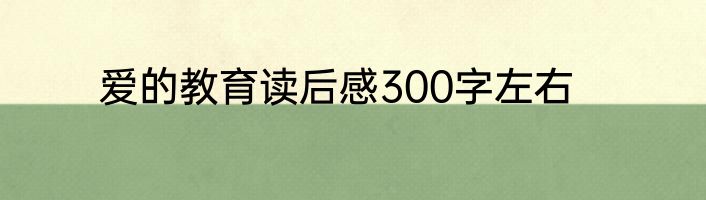 爱的教育读后感300字左右
