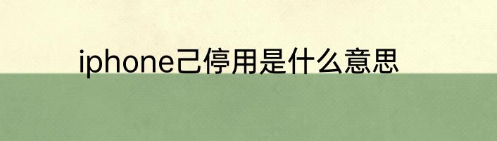 iphone己停用是什么意思