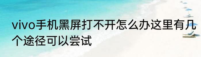 vivo手机黑屏打不开怎么办这里有几个途径可以尝试