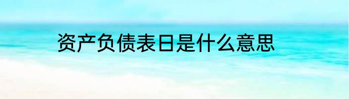 资产负债表日是什么意思