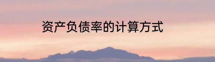资产负债率的计算方式