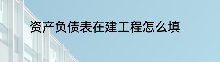 资产负债表在建工程怎么填