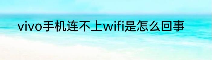 vivo手机连不上wifi是怎么回事