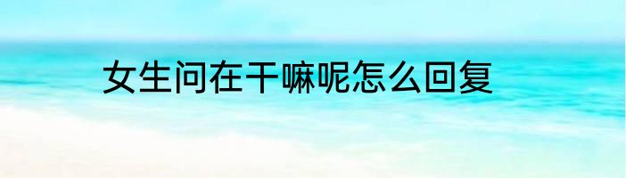 女生问在干嘛呢怎么回复
