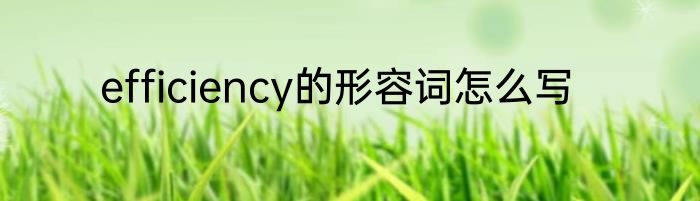 efficiency的形容词怎么写