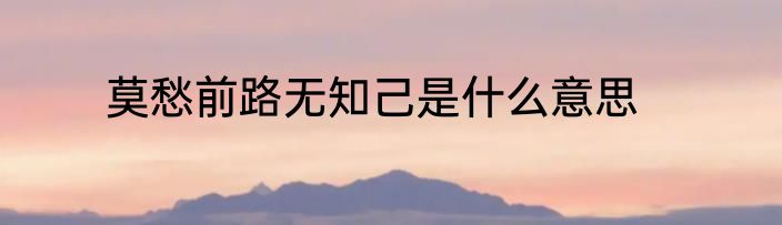 莫愁前路无知己是什么意思
