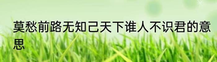 莫愁前路无知己天下谁人不识君的意思