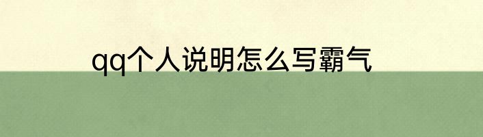qq个人说明怎么写霸气
