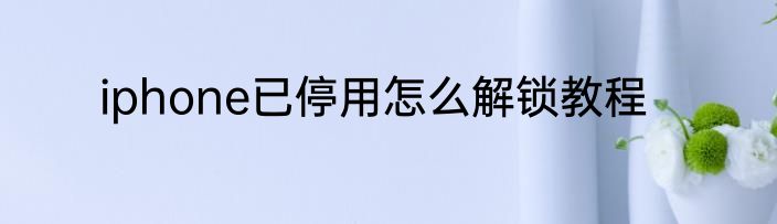 iphone已停用怎么解锁教程