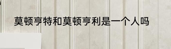 莫顿亨特和莫顿亨利是一个人吗