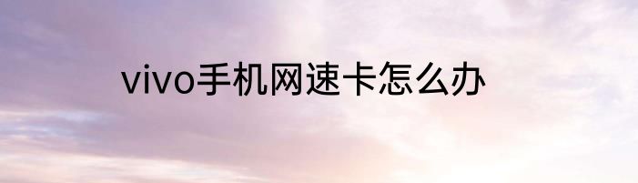 vivo手机网速卡怎么办