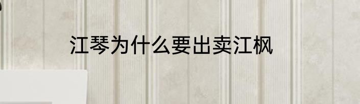 江琴为什么要出卖江枫