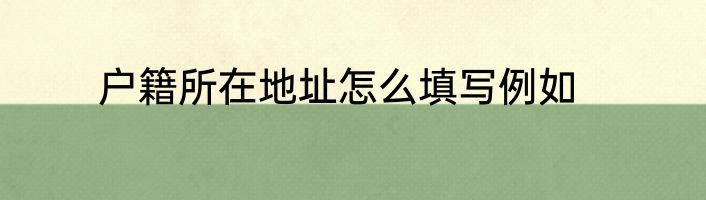 户籍所在地址怎么填写例如