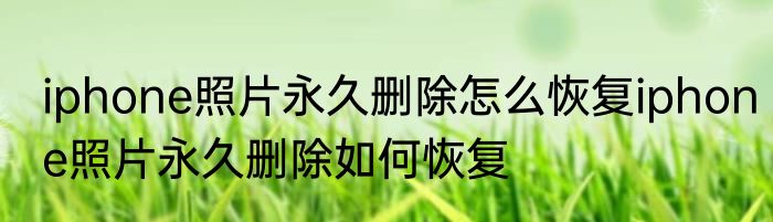 iphone照片永久删除怎么恢复iphone照片永久删除如何恢复