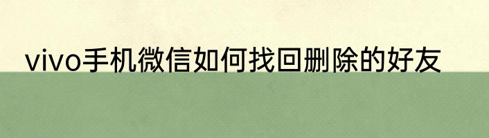vivo手机微信如何找回删除的好友