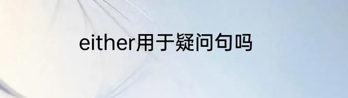 either用于疑问句吗