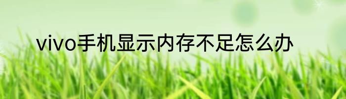 vivo手机显示内存不足怎么办