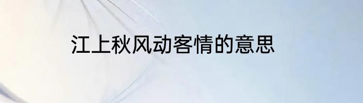 江上秋风动客情的意思