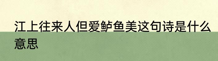 江上往来人但爱鲈鱼美这句诗是什么意思