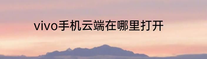vivo手机云端在哪里打开