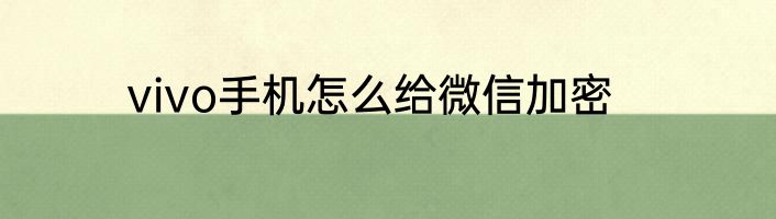 vivo手机怎么给微信加密