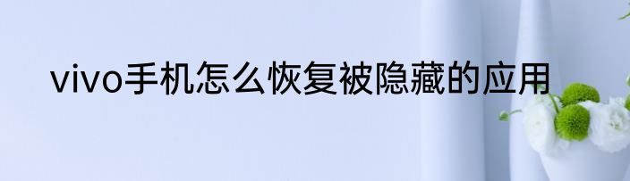 vivo手机怎么恢复被隐藏的应用
