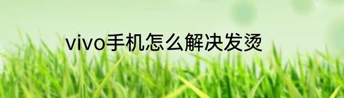vivo手机怎么解决发烫