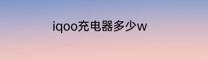 iqoo充电器多少w